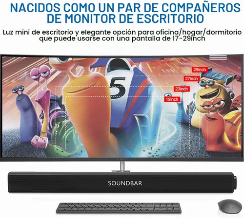 Vista 6 de Barra de sonido portátil para TV/PC, exterior/interior con cable e inalámbrico Bluetooth 5.0 altavoz con control remoto y cable óptico, barra