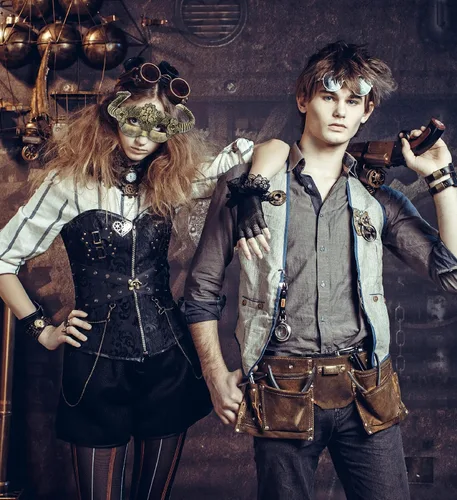 Vista 5 de Máscara de cuernos de hadas del bosque veneciano Steampunk Gold