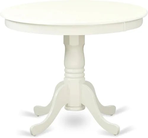 Vista 3 de East West Furniture ANAD3-LWH-LC - Juego de mesa y sillas de cocina de 3 piezas contiene una mesa de comedor redonda con pedestal y 2 sillas