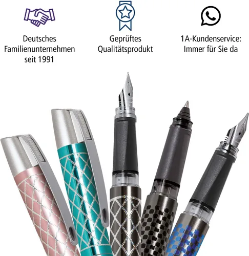 Vista 6 de Online Pluma estilográfica ergonómica para escuela/universidad – Campus Feel Grey – Punta media sólida, parte de agarre suave, para cartuchos