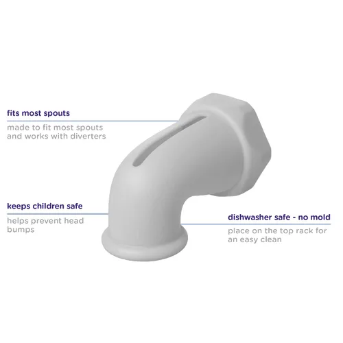 Vista 5 de Ubbi Cubierta protectora de boquilla de silicona para bañera, gris Protector de seguridad de silicona para grifo de seguridad para bebés y niños