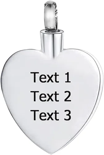 Vista 9 de Collar de urna conmemorativa de acero inoxidable para cenizas con texto en inglés "Dad in Heart", Acero inoxidable