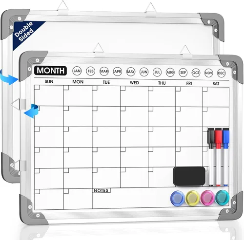 Vista 13 de MaxGear Monthly Calendar Whiteboard for Wall, 16"x12" Dry Erase Cork Board
