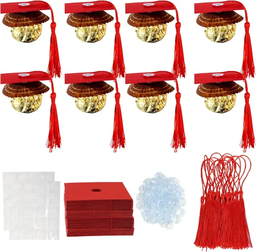 Vista 34 de Gyufise 24 piezas Adornos para pastel de graduación 2026 con purpurina negra, clase de 2026, adornos para magdalenas con gorra de graduación