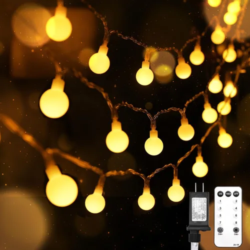 Vista 19 de suddus - Guirnalda de luces con forma de globo, 50 luces LED alimentadas por batería, para bandera, patio trasero, patio, jardín, fiesta