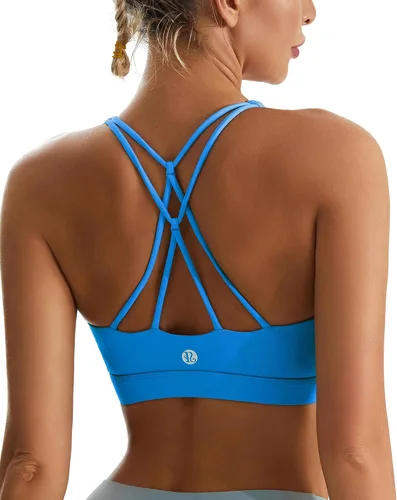 Vista 91 de Brasieres deportivos para mujer, con relleno, tipo camiseta sin mangas, sexis, con espalda cruzada, de alto impacto, largos, ideales para practicar