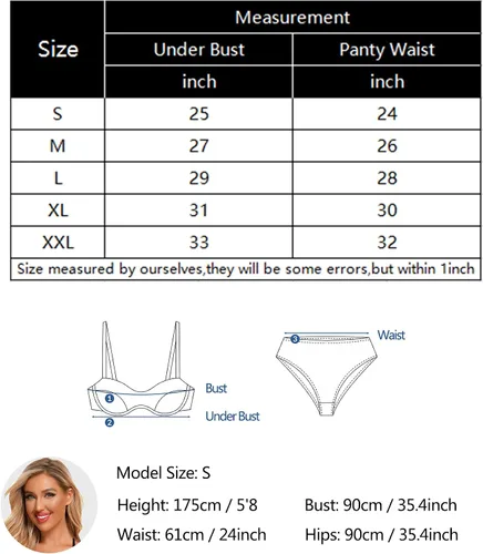 Vista 7 de RSLOVE Conjunto de lencería sexy para mujer conjunto de brasier y bragas de encaje de 2 piezas