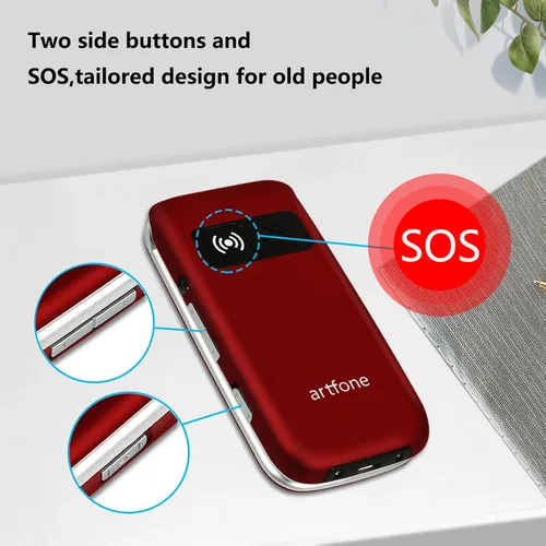 Vista 6 de artfone Teléfonos abatibles 4G Volte desbloqueados para personas mayores丨Botones grandes teléfono celular para ancianos y niños丨Sonido claro丨Botón