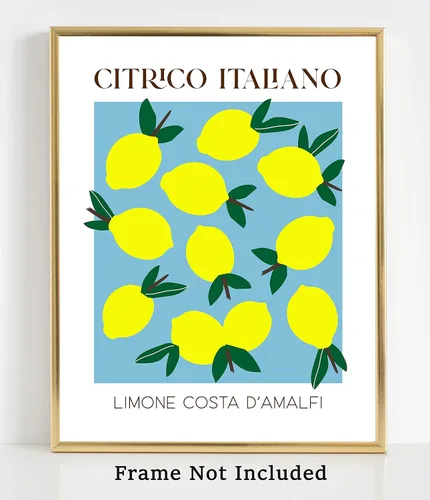 Vista 3 de WESTBROOK DESIGN STUDIO Fruta abstracta No.11 Limones Exposición Arte Impresión. Decoración moderna de pared de cocina 11x14 sin marco. Tonos
