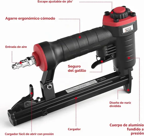 Vista 5 de 3PLUS HT5014SP - Grapadora neumática de calibre 20, engrapadora de tapicería T50, de 1/4 a 9/16 pulgadas