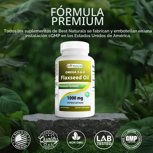 Vista 5 de Best Naturals Aceite de linaza 1000 mg 240 cápsulas blandas - Omega-3-6-9