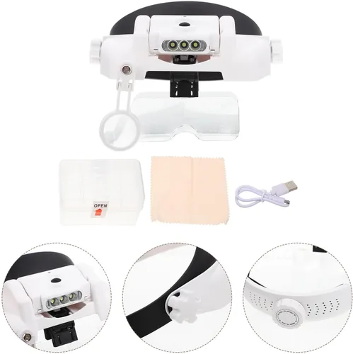 Vista 6 de Head Mounted LED Magnifier for Jewelers, USB Rechargeable, White