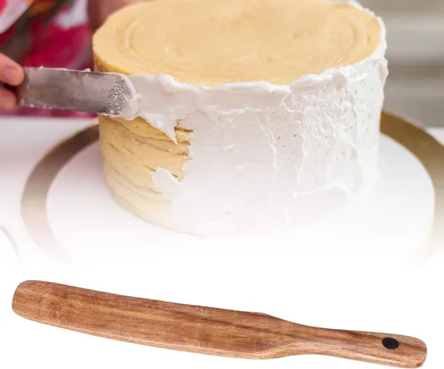 Vista 2 de Spurtle de madera para cocinar, utensilios de madera de teca natural, espátula antiadherente para untar, espátula plana de mango largo para cocina