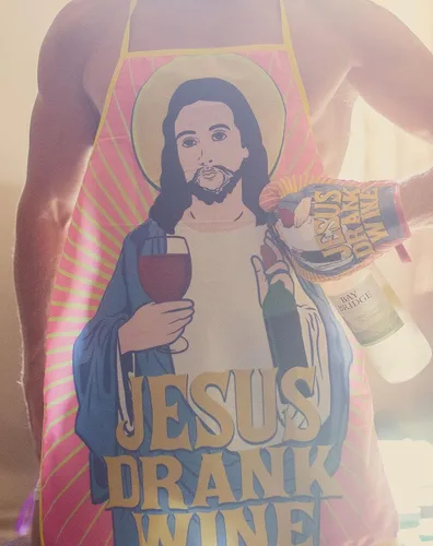 Vista 3 de Jesús bebió vino guante de horno divertido religión beber vino amante novedad guante de cocina divertido gráfico ropa de cocina religioso vino