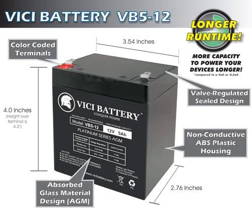 Vista 2 de VICI Battery VB5-12 12V 5AH Black Decker Reemplazo 243213-00 Batería para CS100 y CST2000 Herramientas Marca Producto