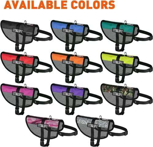 Vista 3 de DogLine 13"-16" maxaire Malla Chaleco para perros y 2 Apoyo emocional extraíbles Parches, Negro