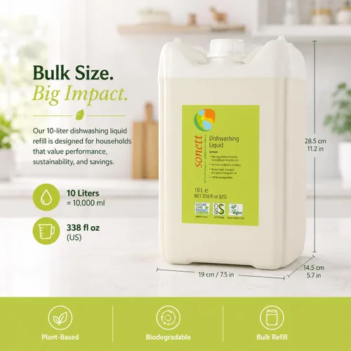 Vista 3 de Sonett Líquido para lavar platos de limón orgánico, biodegradable, 10L/338 fl oz