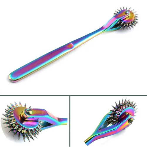 Vista 2 de OdontoMed2011® Lote de 2 piezas giratorio Wartenberg molinete 3 y 5 cabezas acero inoxidable multicolor arco iris pin rueda equipo de diagnóstico