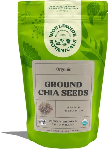 Vista 8 de Worldwide Botanicals Semillas de chía orgánicas molidas, 1 libra, excelente fuente de fibra, proteínas y ácidos grasos omega-3, sin gluten, veganas