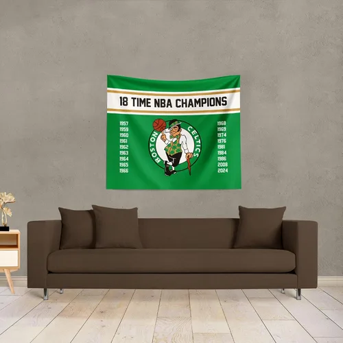 Vista 3 de Northwest 2024 NBA Champions Boston Celtics - Tapiz para colgar en la pared, 34 x 40 pulgadas, tela de poliéster tejida, arte decorativo