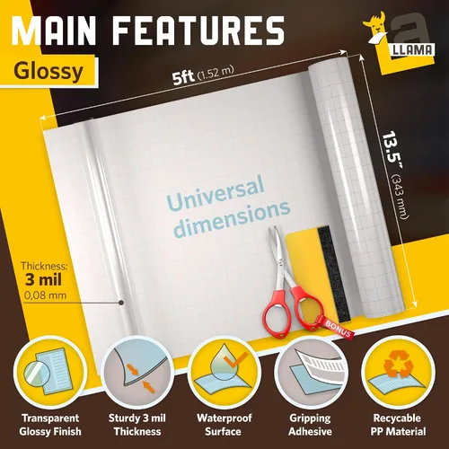 Vista 2 de Papel adhesivo transparente de 13.5 x 5 pies, rollo autoadhesivo multiusos para despegar y pegar