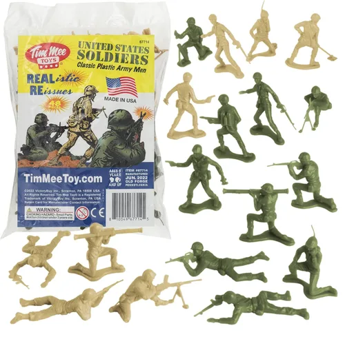 Vista 17 de TimMee Soldados de plástico del ejército - 48 figuras de juguete de soldados negros - Fabricado en EE. UU