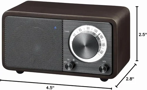 Vista 6 de Sangean WR-7DK - Mini altavoz Bluetooth de madera con sintonizador de radio FM y Aux-in cereza oscura
