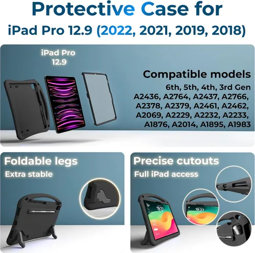 Vista 5 de Bam Bino Space Suit Kids - Funda para iPad Pro de 12.9 pulgadas, modelos de 3ª/4ª/5ª/6ª generación (2018-2022)