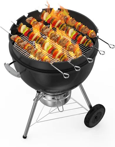 Vista 5 de Only Fire - Juego de anillos para asador con brocheta Kabob para hervidor Weber de 22 1/2 pulgadas y otras parrillas de carbón similares