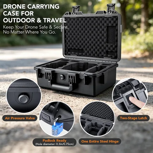Vista 8 de Lykus Titan LT110 - Funda rígida impermeable para DJI Lito 1/Lito X1 Fly More Combo, compatible con controlador RC2/RC-N3, hasta 7 baterías, correa