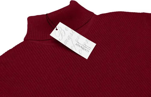 Vista 4 de COOFANDY - suéter de punto para hombre, acanalado, entallado y con cuello de tortuga