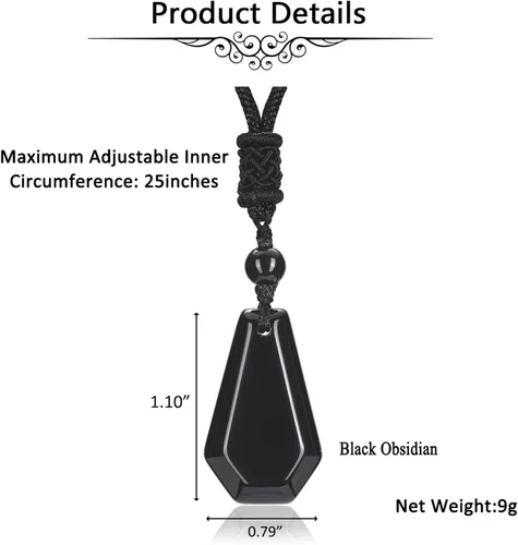 Vista 7 de Jovivi 2 collares de obsidiana negra de amatista para hombres y mujeres, piedras preciosas naturales curativas collares con colgante de cuerda