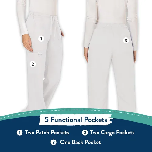 Vista 5 de Cherokee - Pantalones quirúrgicos elásticos Workwear Revolution WW120 para mujer, suaves y con cordón ajustable