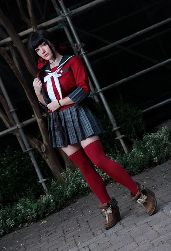Vista 3 de C-ZOFEK Harukawa Maki - Disfraz de cosplay con corbatas rojas para el pelo para mujer, uniforme de talla de EE. UU