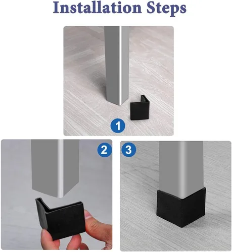 Vista 7 de uxcell 0.984 x 0.984 in Ángulo de hierro almohadillas de pie en forma de L muebles de plástico para muebles de escritorio tapas de patas cubiertas