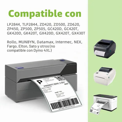 Vista 5 de Etiqueta térmica directa de 2 x 1 pulgadas, papel para códigos de barras, franqueo, dirección, perforada y compatible con impresoras Rollo, Zebra
