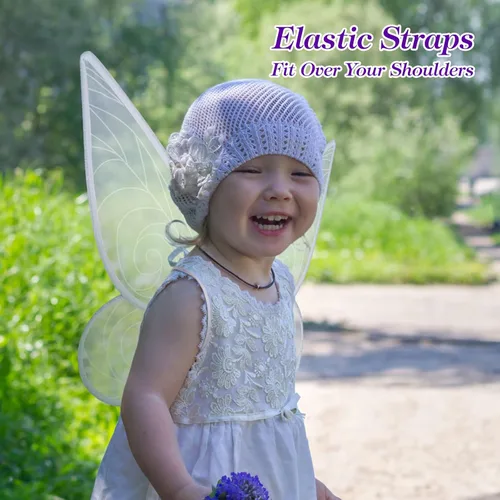 Vista 4 de Little World Alas de hada alas de mariposa para niñas disfraces de princesa con alas de ángel brillantes para niños y mujeres vestido de fiesta