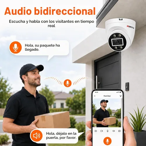 Vista 7 de MWRCTV Sistema de cámara de seguridad IP PoE de audio de 2 vías, 8 cámaras domo con cable de 4MP para seguridad del hogar, lente gran angular