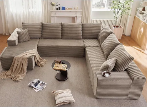 Vista 32 de Lakifun Sofá en Forma de L de 107" con Otomana, Seccional Modular Moderno Sofá Cómodo en Forma de U Nube, Asiento Profundo, Chaise Longue Cama