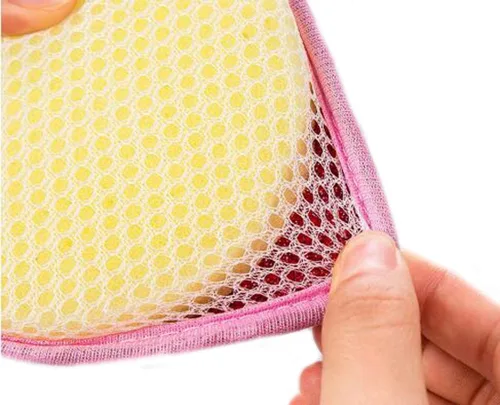 Vista 5 de 3 piezas de forma redonda de doble cara metálica esponja esponja limpiador de platos bolas de limpieza