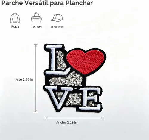 Vista 2 de 2 piezas de parches para planchar con diamantes de imitación para ropa, chaqueta, bolsos, mochilas