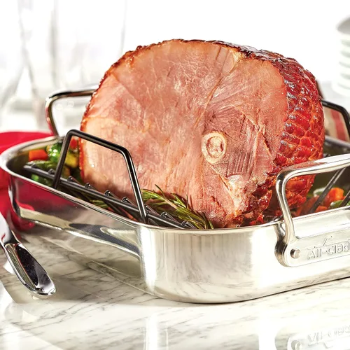 Vista 7 de All-Clad Asador Especial de Acero Inoxidable con Estante Antiadherente de 11x14 Pulgadas Apto para Horno y Asador Seguro hasta 600°F, Cacerolas