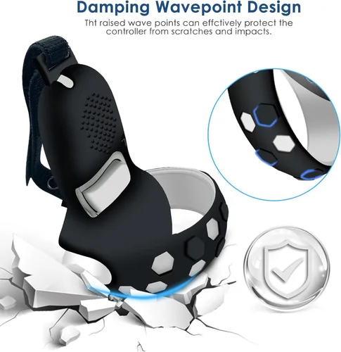 Vista 3 de VR Silicone Accessories for Oculus Quest 2, VR Controller Grip Cover, Silicone Face Cover, Protective Lens Cover, Anti-Throw Protector with