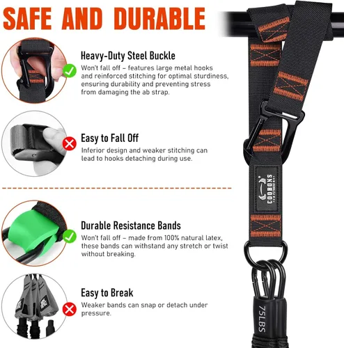 Vista 4 de Pull Up Assistance Bands, 300lbs Heavy Duty Resistance Bands for Pull Ups with Adjustable Height, Fabric Feet Rest & Knee Support, Strength Training