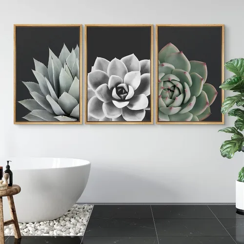 Vista 164 de SIGNWIN Lienzo enmarcado para pared, juego de arte pastel con cadena montañosa, bosque, niebla, naturaleza silvestre, ilustraciones modernas, arte