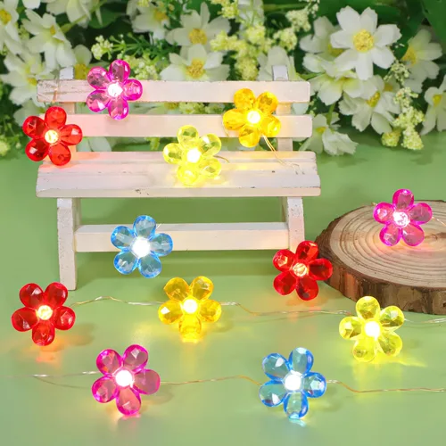 Vista 2 de Tira de luces de 5 colores con diseño de flores con control