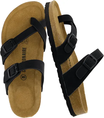 Vista 14 de CUSHIONAIRE Luna - Sandalias con plantilla de corcho para mujer con correas Negro