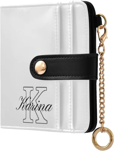 Vista 31 de Sinestour Custom Beige pattern Small Wallet for Women RFID Blocking Leather Bifold Small Purse with Card Holder Zipper Coin Pocket ID Window
