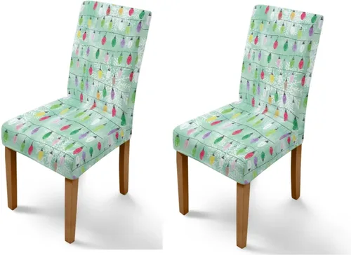 Vista 91 de Rnyleeg Fundas navideñas para sillas de comedor, fundas de asiento de comedor con estampado de campanas brillantes, juego de 1 funda suave y lavable