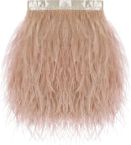 Vista 20 de SOGUGOM Adorno de Plumas de Avestruz Negro - 1.5 Capas 2 Yardas Plumas de 4 Pulgadas Adorno de Cintas con Flecos para Costura, Vestidos, Proyectos